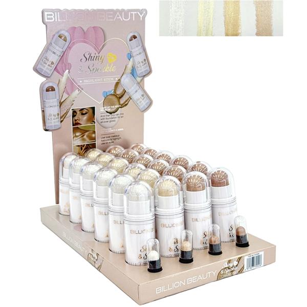 SHINY AND SPARKLE HIGHLIGHT STICK W TESTERS (24 UNITS)