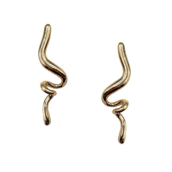GOLD LINEAR SQUIGGLE EARRING