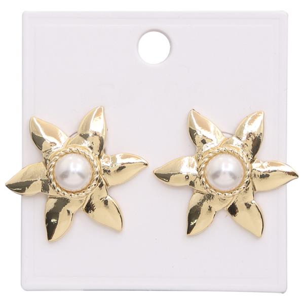 STAR PEARL STUD POST EARRING