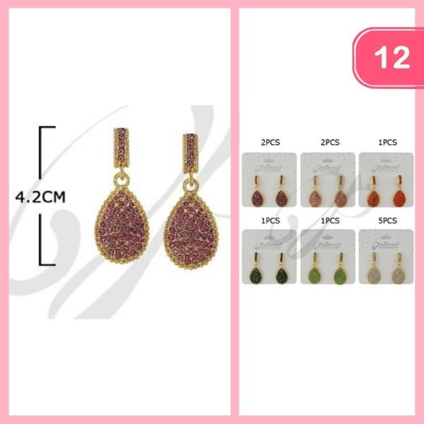 RHINESTONE DANGLE EARRING (12 UNITS)