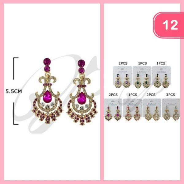 RHINESTONE DANGLE EARRINGS (12 UNITS)