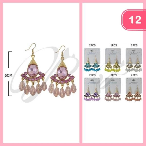 RHINESTONE DANGLE EARRINGS (12 UNITS)