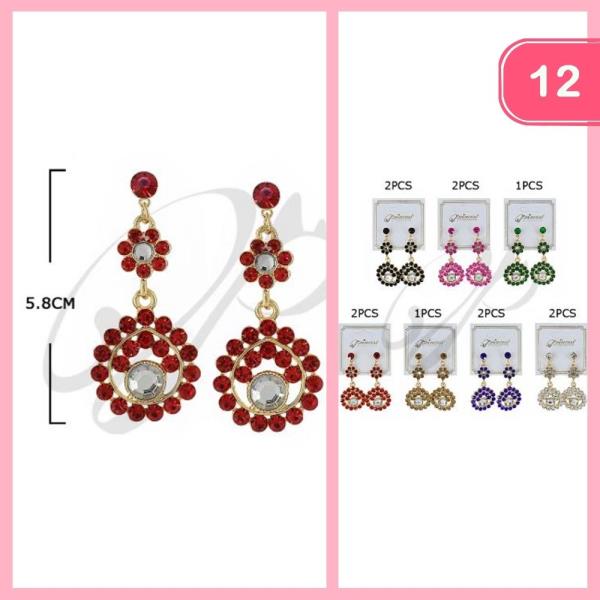 RHINESTONE DANGLE EARRINGS (12 UNITS)