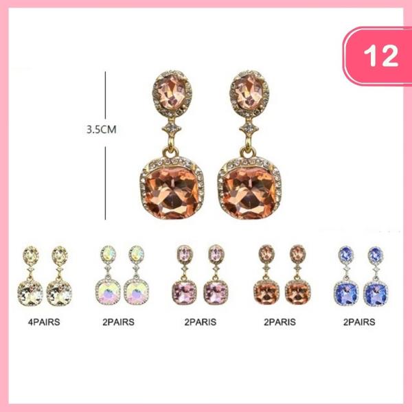 RHINESTONE DANGLE EARRING (12 UNITS)