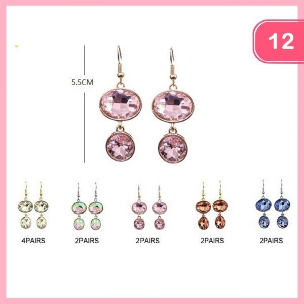 RHINESTONE DANGLE EARRINGS (12 UNITS)