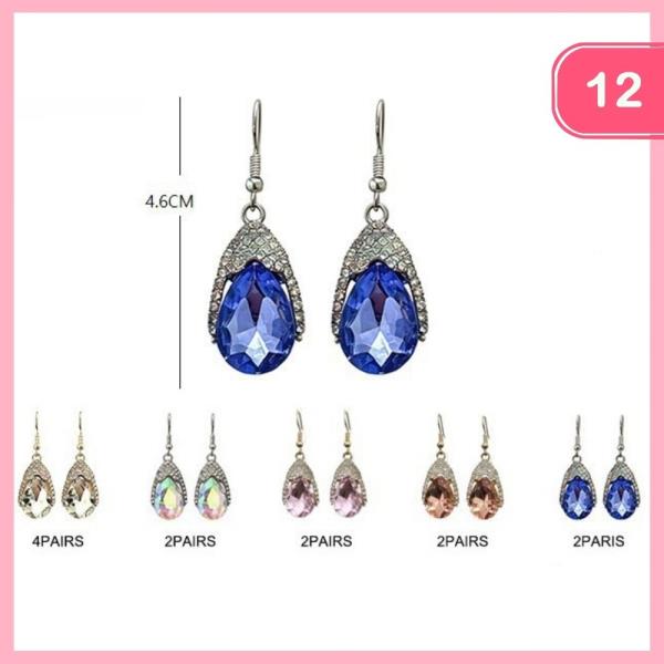 RHINESTONE DANGLE EARRINGS (12 UNITS)