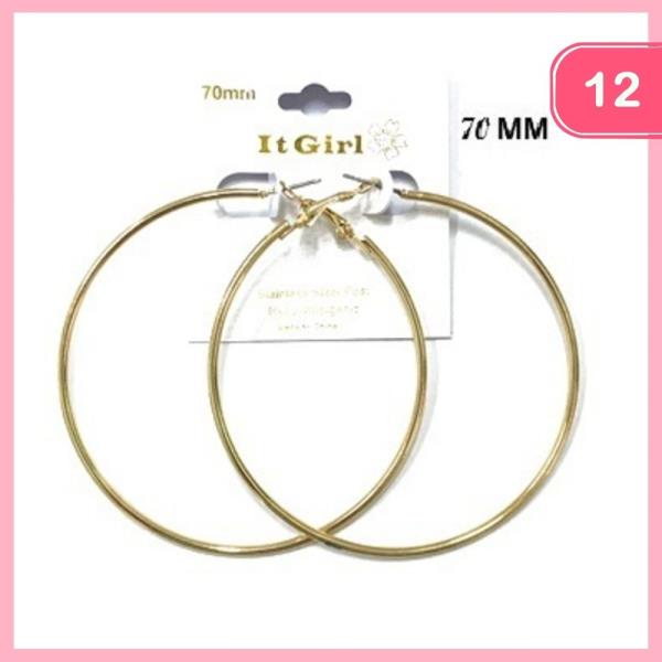 70MM HOOP EARRINGS (12 UNITS)