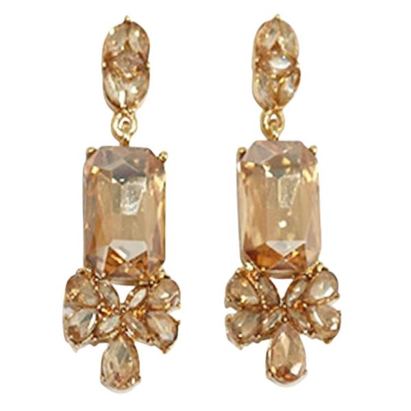 CRYSTAL RECTANGLE DROP DANGLE EARRING