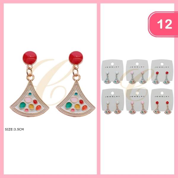 MULTI COLOR POST DANGLE EARRINGS (12 UNITS)