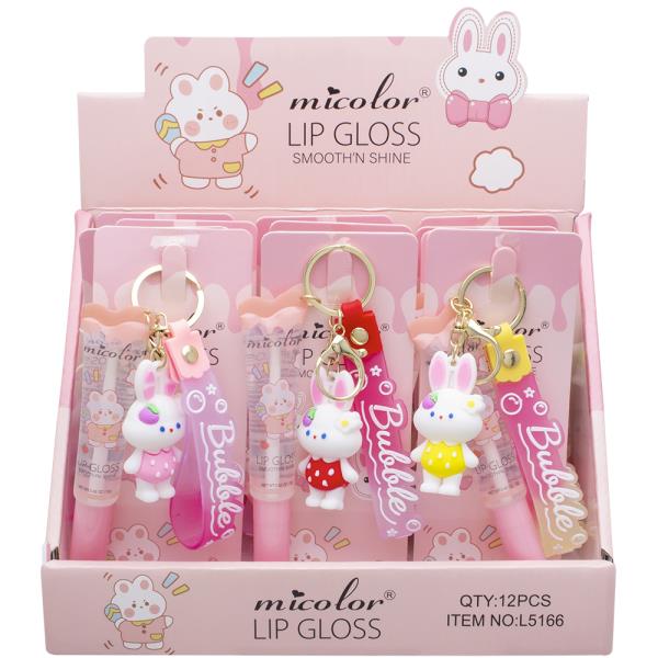 SMOOTH N SHINE LIP GLOSS W BUNNY STRAP KEYCHAIN (12 UNITS)