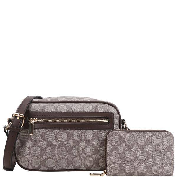2IN1 OVAL ZIPPER CROSSBODY BAG W WALLET SET