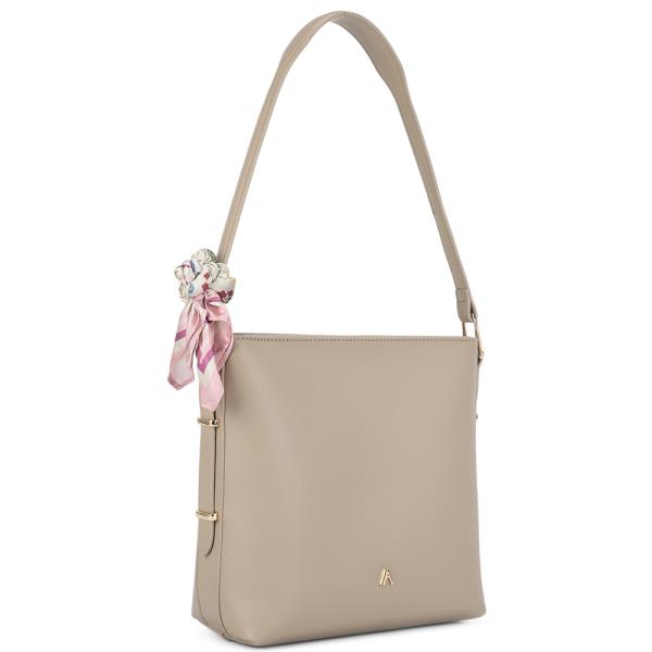 PLAIN SHOULDER BAG W SCARF
