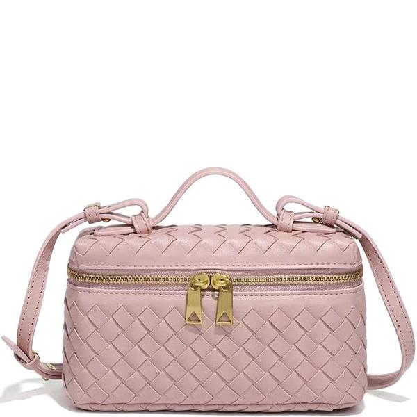 WOVEN DESIGN ZIPPER HANDLE SATCHEL BAG