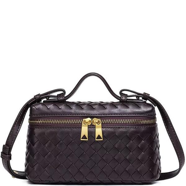 WOVEN DESIGN ZIPPER HANDLE SATCHEL BAG