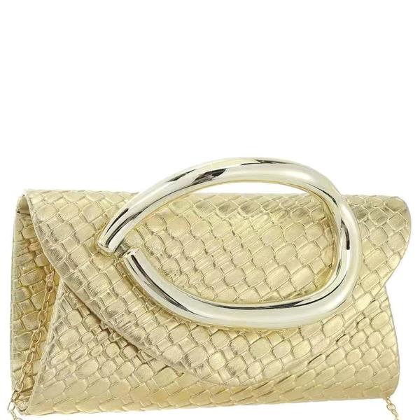 TEXTURED METAL DESIGN EVENING CLUTCH BAG