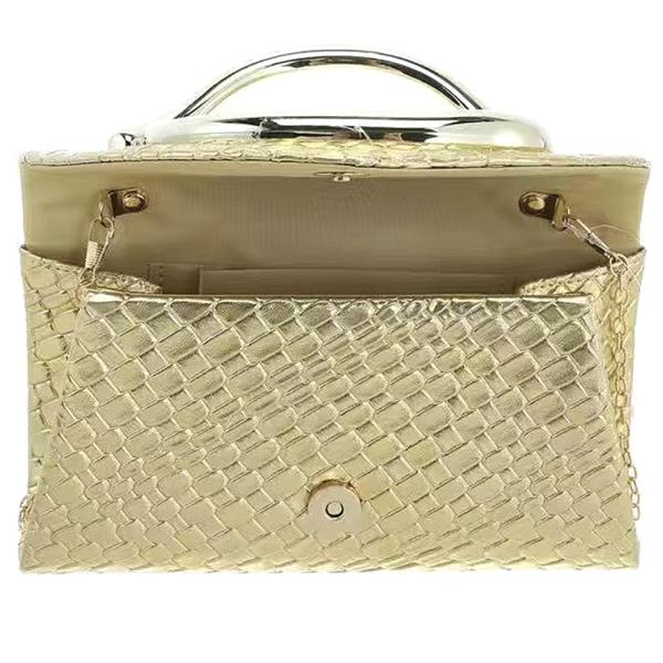 TEXTURED METAL DESIGN EVENING CLUTCH BAG