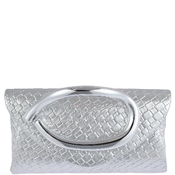 TEXTURED METAL DESIGN EVENING CLUTCH BAG