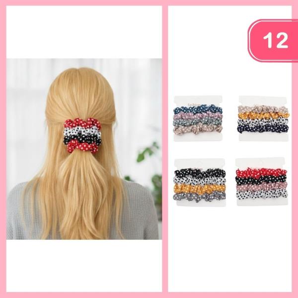 POLKA DOT HAIR SCRUNCHIES (12 UNITS)