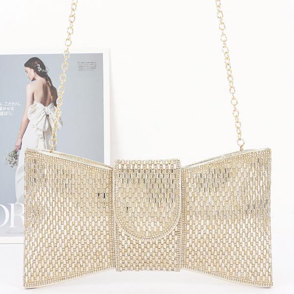 RHINESTONE BOW CLUTCH BAG