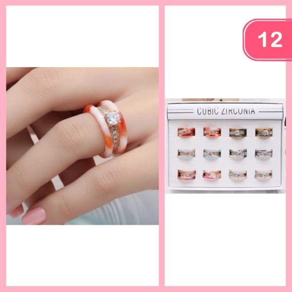 CUBIC ZIRCONIA STACKABLE RING (12 UNITS)