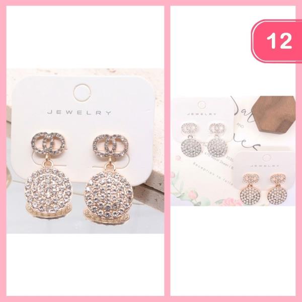 RHINESTONE DANGLE EARRING (12 UNITS)