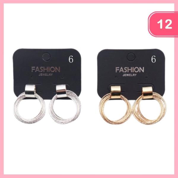 LAYERED ROUND METAL EARRINGS (12 UNITS)