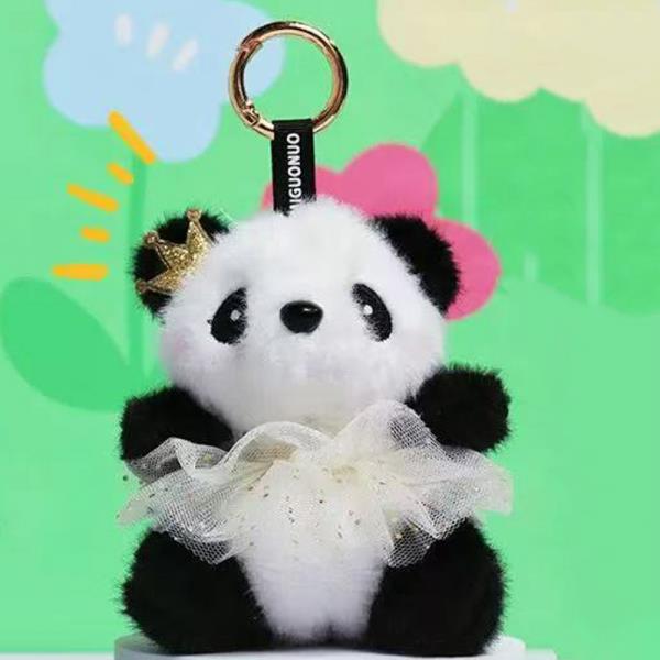 CUTE PANDA WITH CROWN AND TUTU SKIRT BAG CHARM
