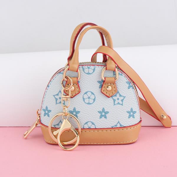 FLOWER PATTERN MINI PURSE CHARM KEYCHAIN