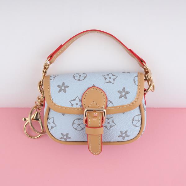 FLOWER PATTERN PURSE CHARM KEYCHAIN