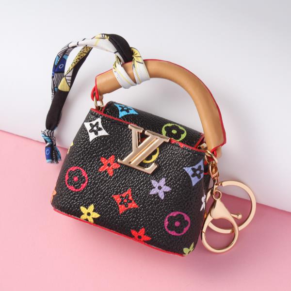 FLOWER PATTERN PURSE CHARM KEYCHAIN