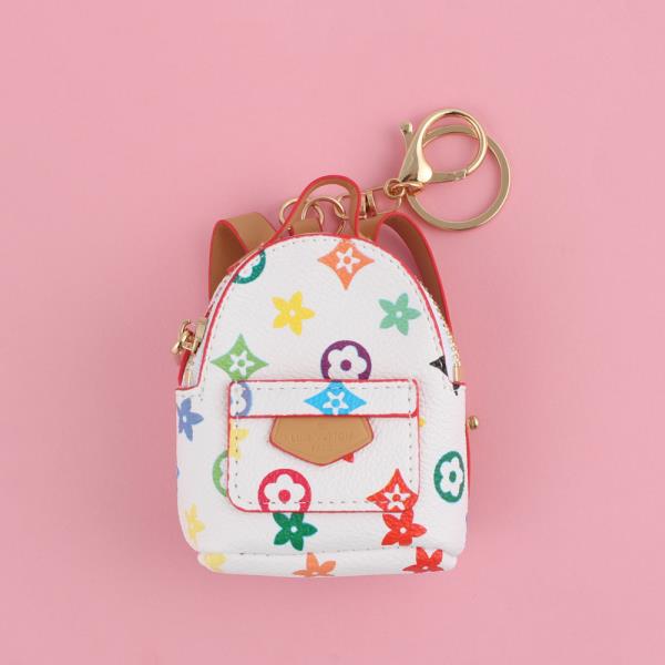 FLOWER PATTERN BACKPACK PURSE CHARM KEYCHAIN