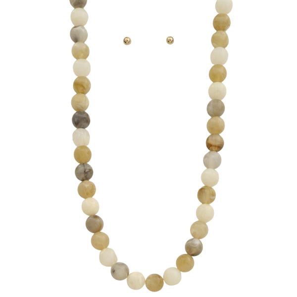 COLORED BEAD NECKLACE EARRING SET