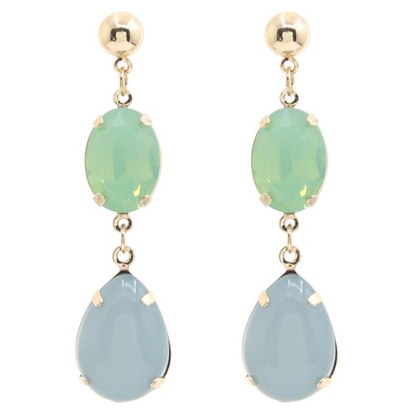 OVAL CRYSTAL DANGLE TEARDROP GEMSTONE EARRING