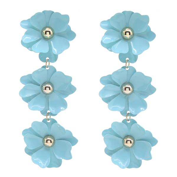 TRIPLE FLOWER DANGLE DROP EARRING