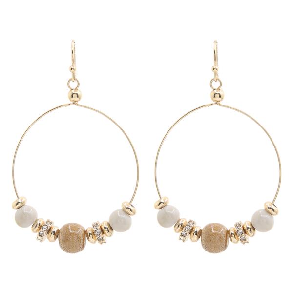 MIX BEADED METAL HOOP EARRING