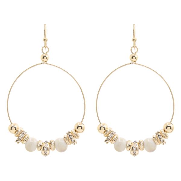 MIX BEADED METAL HOOP EARRING