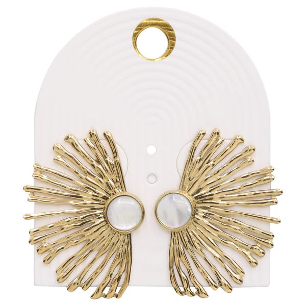 STARBURST FAN SHAPED STAINLESS STEEL EARRING