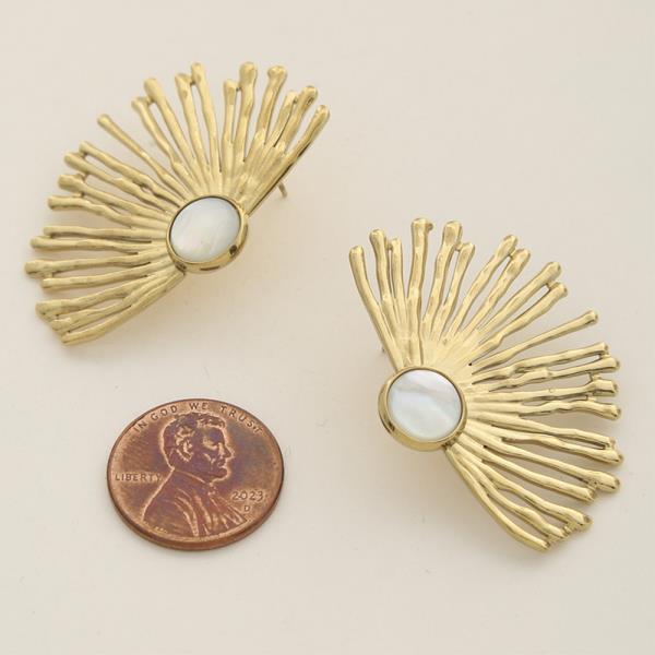 STARBURST FAN SHAPED STAINLESS STEEL EARRING