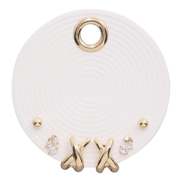 METAL CRYSTAL MIX ASSORTED EARRING SET