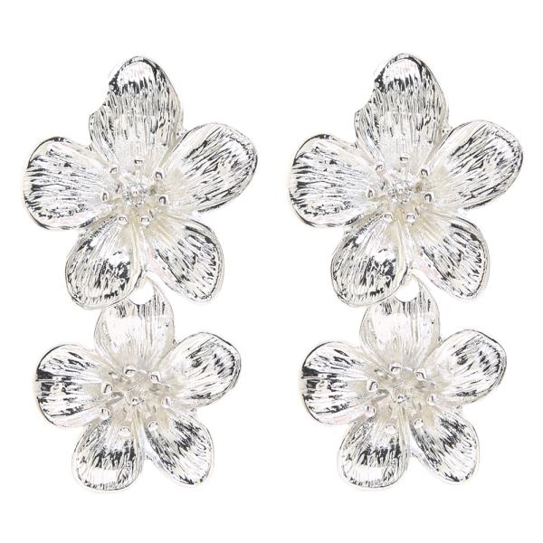 DOUBLE FLOWER METAL EARRING