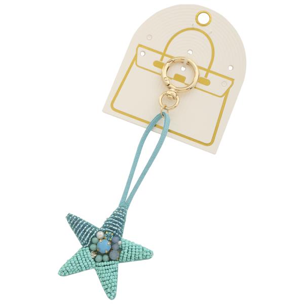 SEED BEAD STARFISH KEY CHAIN BAG CHARM