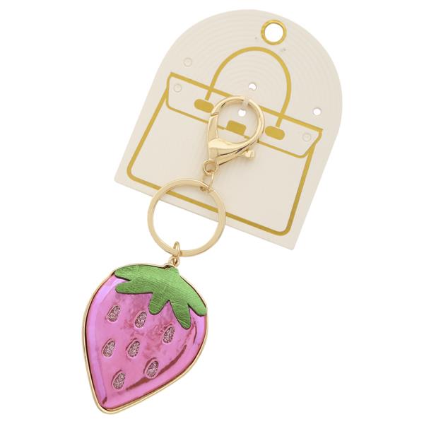 STRAWBERRY METAL KEY CHAIN BAG CHARM