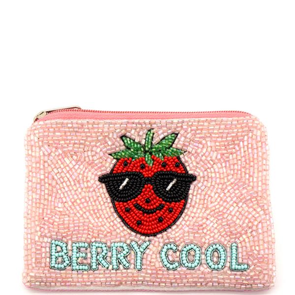SEED BEAD STRAWBERRY SUNGLASSES GRAPHIC COIN PURSE BAG