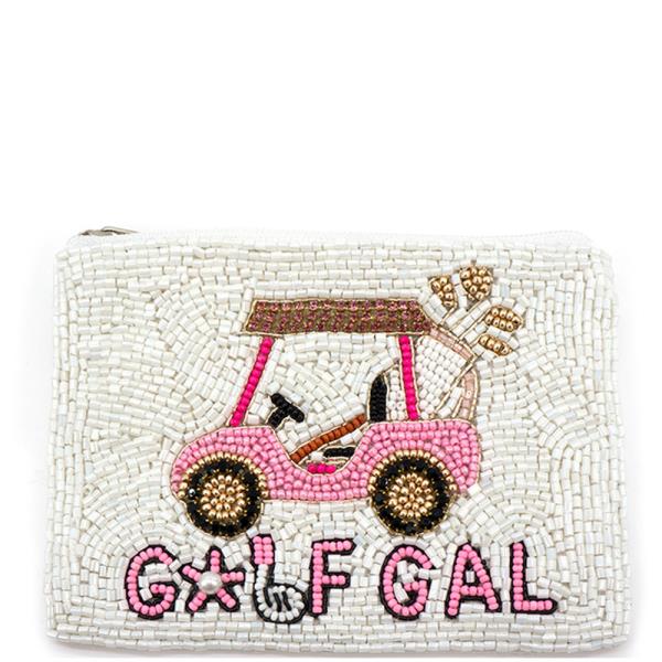 SEED BEAD GOLF CART FLAG COIN PURSE BAG