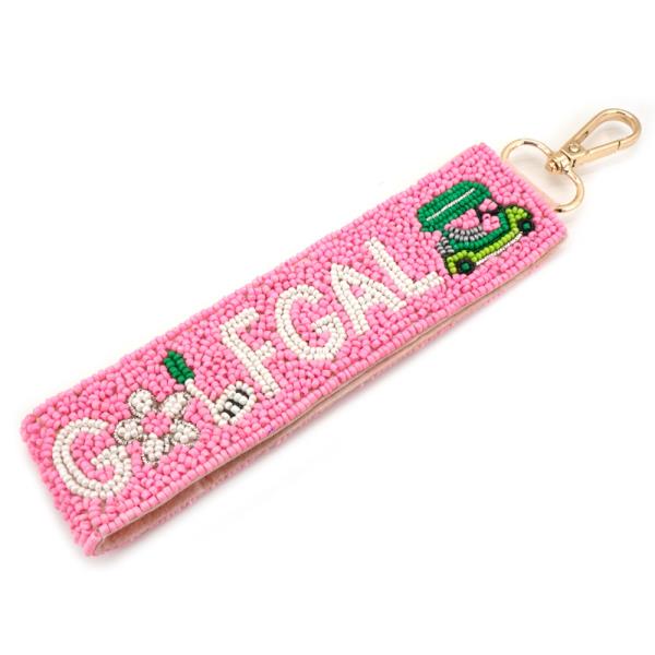 BEADED GOLF GAL LETTER CHARM BAG CHARM KEYCHAIN