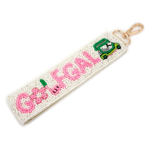 BEADED GOLF GAL LETTER CHARM BAG CHARM KEYCHAIN