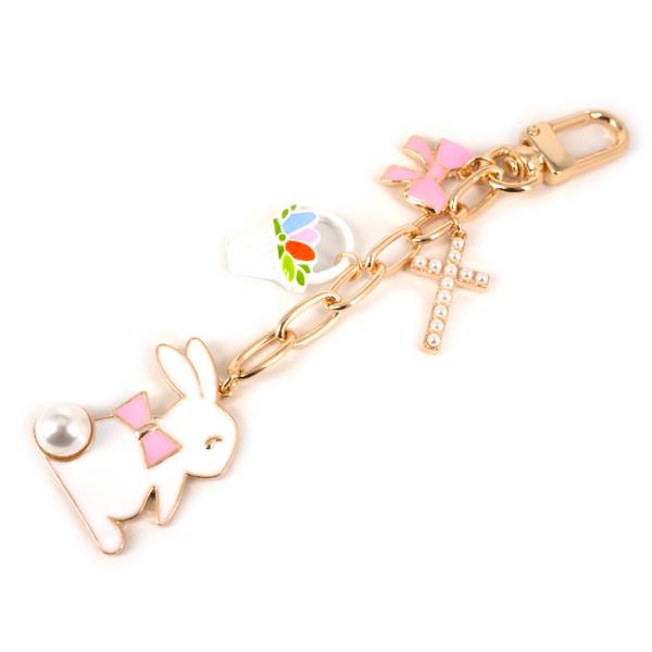 EASTER BUNNY CROSS FLOWER CHARM BAG CHARM KEYCHAIN