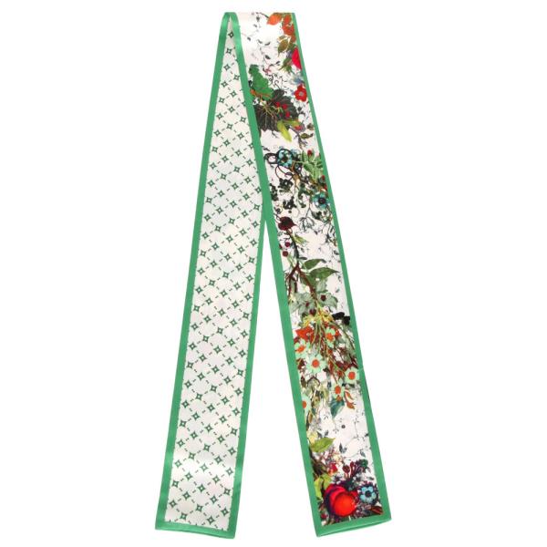 FLORAL GRID SKINNY SCARF