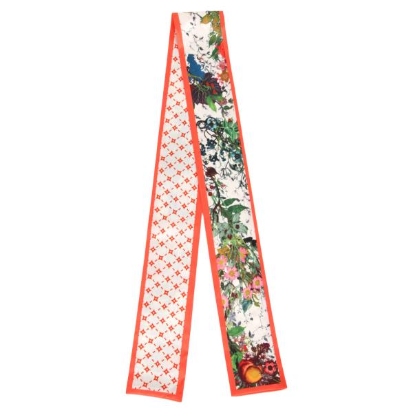 FLORAL GRID SKINNY SCARF