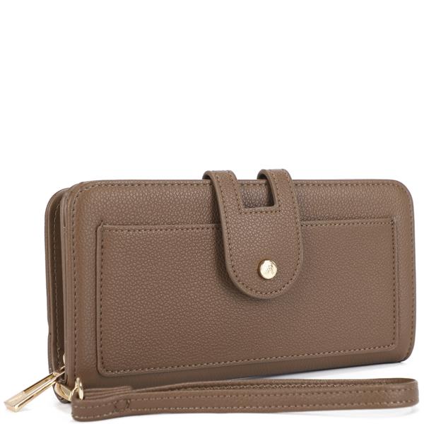 PLAIN TEXTURED ZIPPER HAND STRAP WALLET